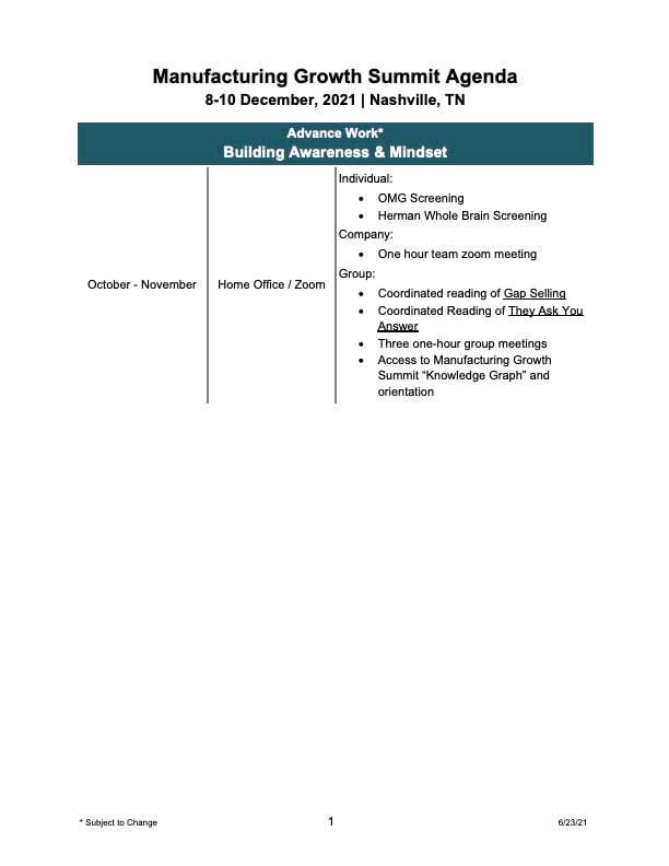 23 June 21 Manufacturing Growth Summit Agenda